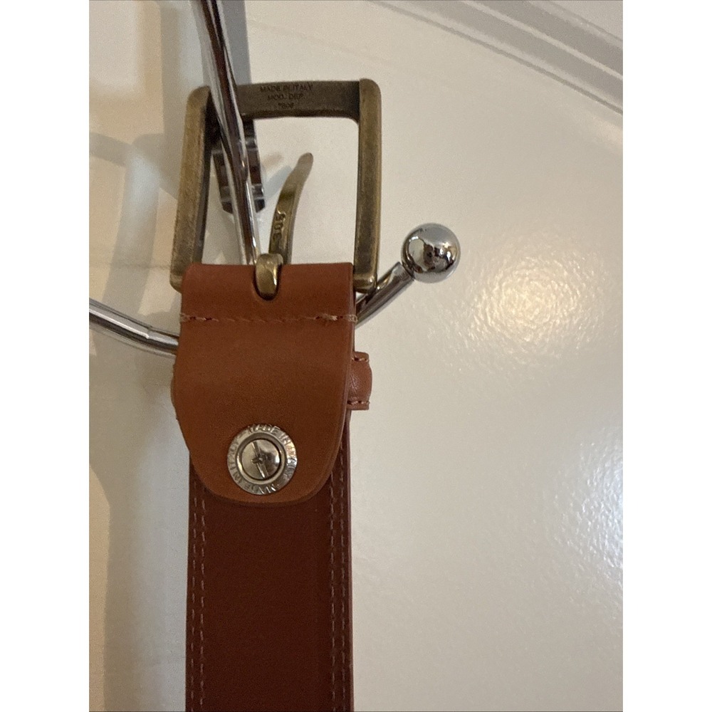 Bosca Brown Genuine Italian Leather Belt Size 44 Full Grain Hand Stained New - Picture 7 of 12